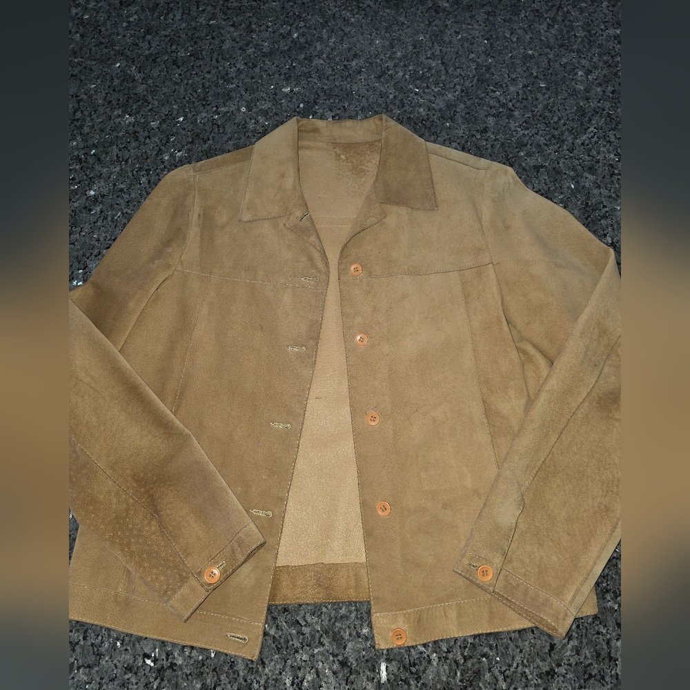 💛Host Pick💛Vintage Tan Suede Jacket Women Sz T2 ( ~8 )